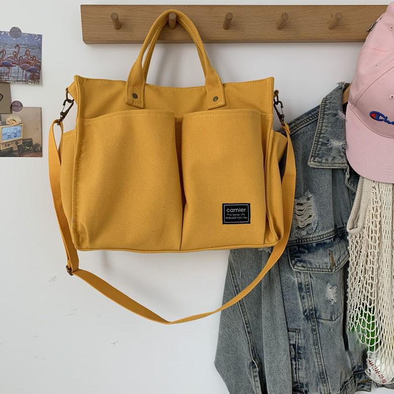 Umhängetaschen aus Canvas, Baumwolltaschen, Tragetasche aus Cord, Schultertaschen aus Cord, Messenger-Tasche, umweltfreundliche Tasche, lässige Tasche, Geschenk für Sie braun