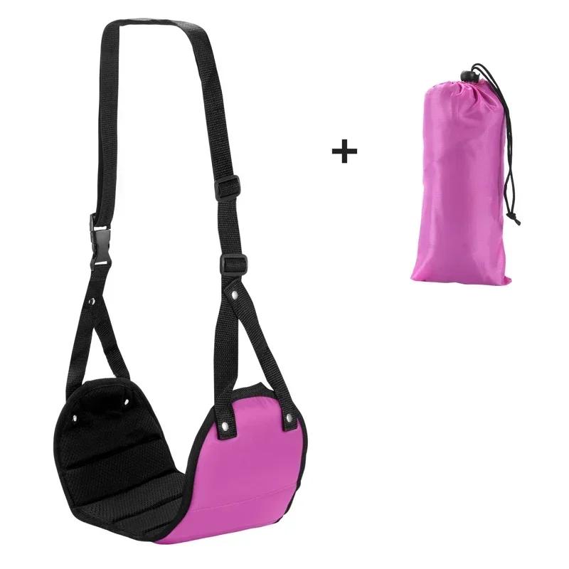 Tragbare Flugzeug-Fußstütze, Bein-Flugzeug-Reise-Fußstützen, Fußhängematte für Flug, Fußstütze zum Einhängen für Flugzeuge, Zug, Büro hellrosa