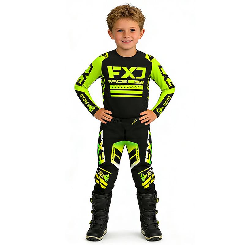 Motocross Kinder Set MX Trikot und Hose Kinder Set rot Dirt Bike MTB DH UTV Enduro Ausrüstung Kombi Off Road Jugend Rennanzug YL-24 (25-29KG) grün