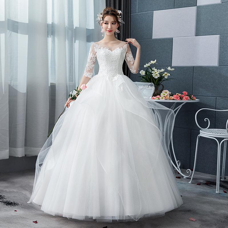 Brautkleid im weißen Temperament-Stil, Hochzeit, Spitzenstickerei, große Größe XXXL weiß