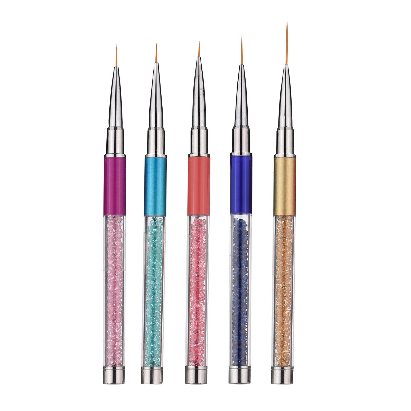 Nailart-Pinsel, Nagelgel-Pinsel, Mal- und Zeichenlinien, Streifen, Blumen-Design, 5 Stück, 7/9/11/15/20 mm bunt