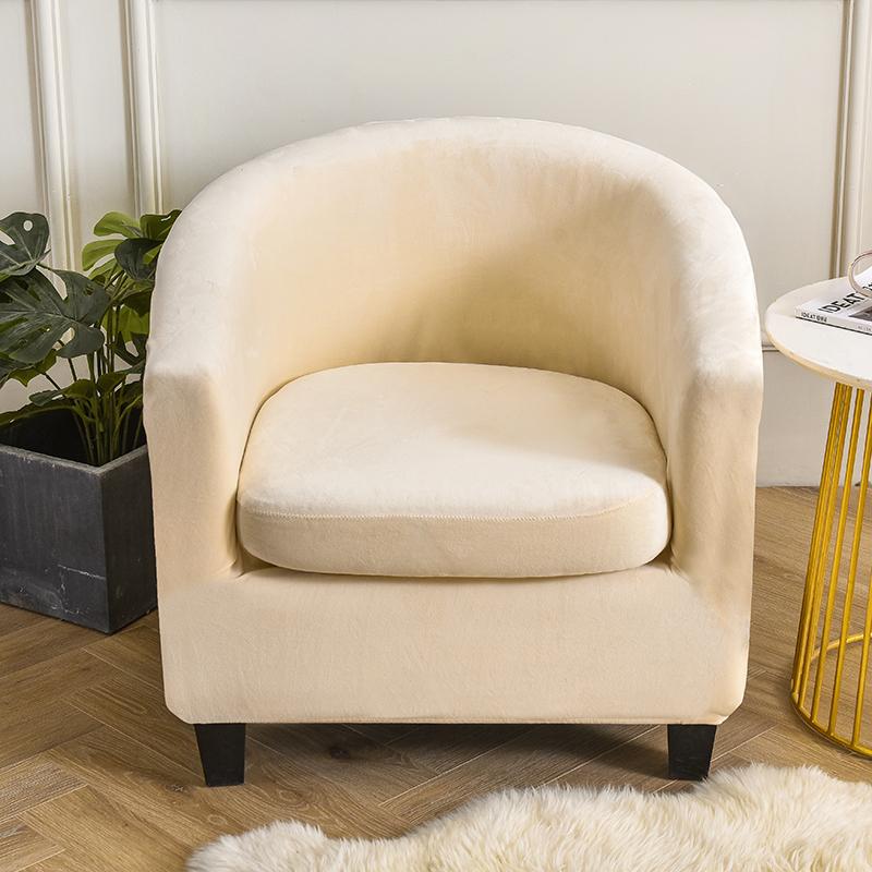 Samt-Stuhlhussen für Club-Sessel, Stretch-Sofa-Schonbezug, abnehmbarer Couchbezug für Wanne, Bartheke, Wohnzimmer, 2 Stück/Set hellbeige