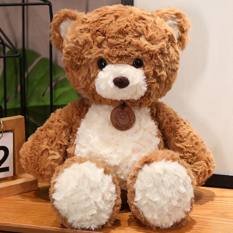 35/50/80CM süße klassische Bär Plüschtiere Kawaii Bär Klaue Tag Halskette Bär Plüschtier Kissen gefüllte weiche Puppen für Kinder Mädchen Geschenk 35cm brown
