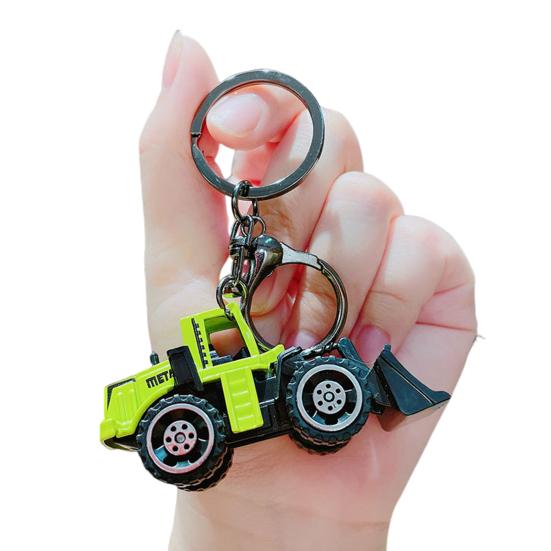 Mini Baumaschinen Anhänger Schlüsselanhänger Rückziehauto Cartoon Spielzeugauto Schlüsselanhänger Anhänger Anti-Abnehmbar B grün