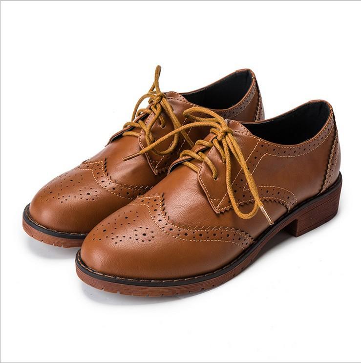 Mode ÜBERGRÖSSE 34-43 Brogue Oxford Schuhe Damen Flats Neu Frühling 2025 Mode Damenschuhe sapatos femininos sapatilhas zapatos mujer 36 braun