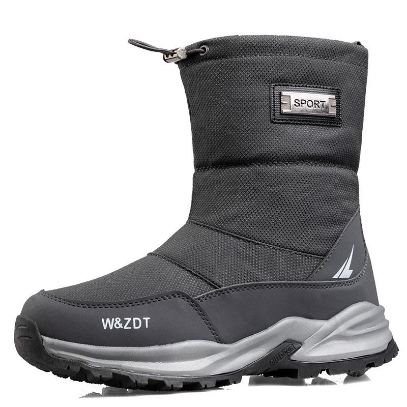 Verdickte Schneestiefel rutschfeste wasserdichte lässige Winter-Baumwollschuhe Plüsch warme Herren-Kurzstiefel Outdoor-Arbeitsschuhe 40 grau