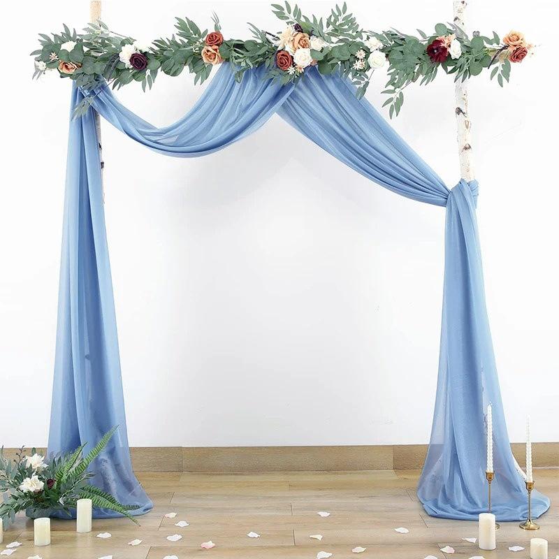 1PC Schleier Bogen Hochzeit Rasen Hochzeit Event Dekoration Kunst Outdoor Dekoration Tisch Flagge Vorhänge Vorhänge 75*600cm blau