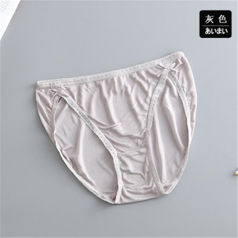 Mulberry Seide Unterwäsche Weibliche Niedrige Taille Sexy Spurlose Spitze Weibliche Seide Unterwäsche Hüfte Heben Slips Atmungsaktiv L grau