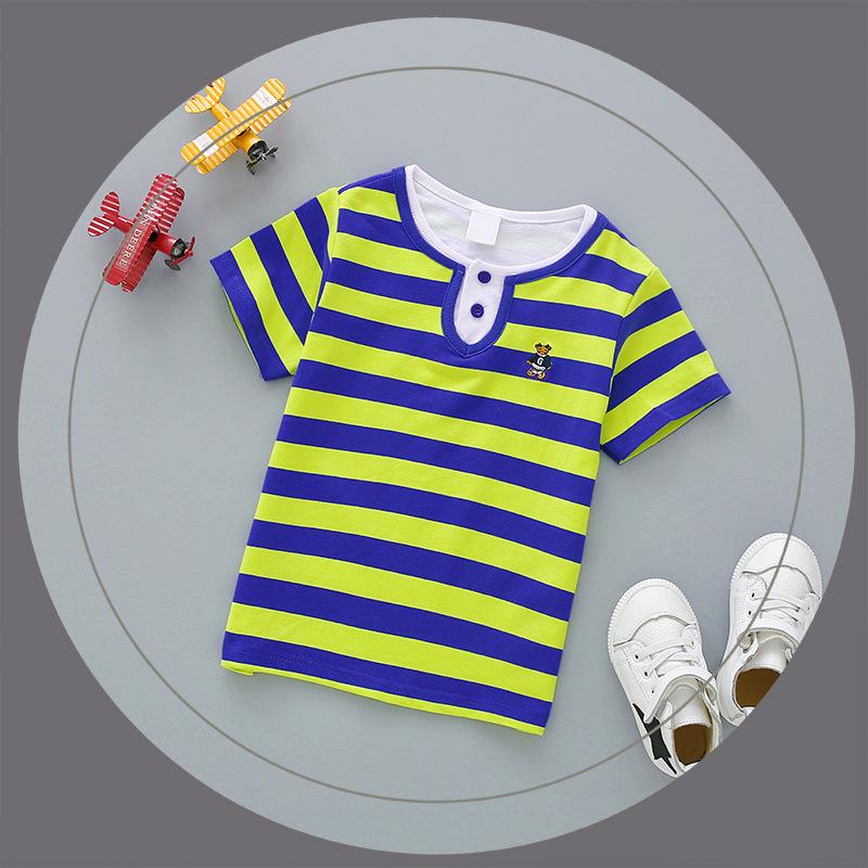 Sommer-T-Shirt aus reiner Baumwolle, elastisch, gekämmte Baumwolle, 1–15 Jahre alt, Kinderkleidung für Jungen und Mädchen 130cm