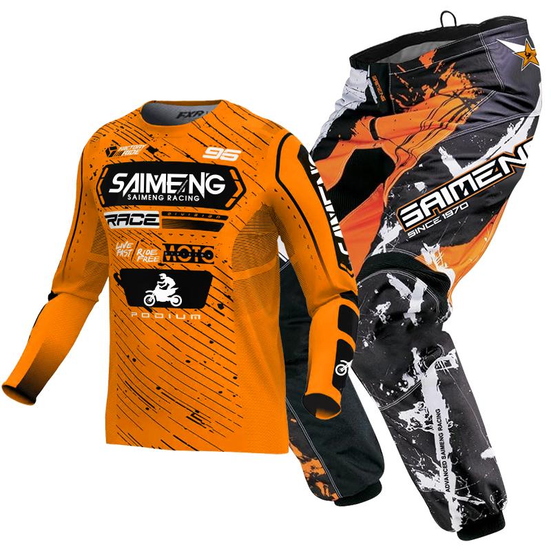 Motocross Kinder Set Motorrad Trikot und Hose Kinderkleidung großer Junge Mädchen Jugend MX Ausrüstungsset Rennanzug YM-22 (20-24KG)