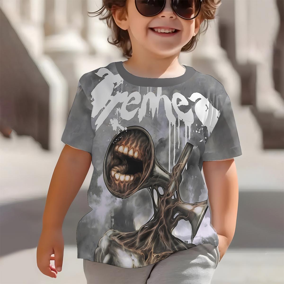 3D-Druck Siren Head Babykleidung Männliche Outdoor-Kleidung für Kinder Junge Mädchen Kind T-Shirt Top Shirts 130 gray