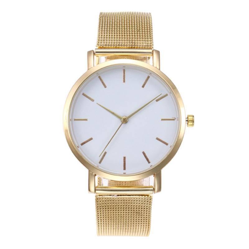 Casual Frauen Männer Luxus Marke Einfache Quarz Analog Uhr Edelstahl Band Armbanduhren gold