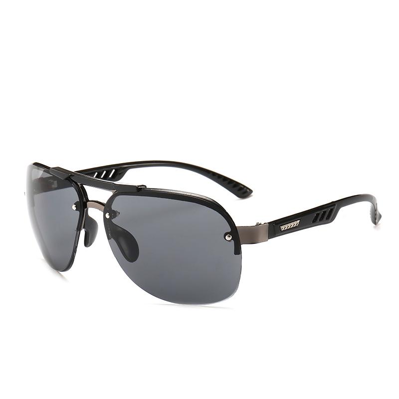 Neue Metall Sonnenbrille Männer Vintage Punk Randlose Rechteck Frauen Mode Brille Outdoor Sport Fahren Angeln Sonnenbrille UV400 grau