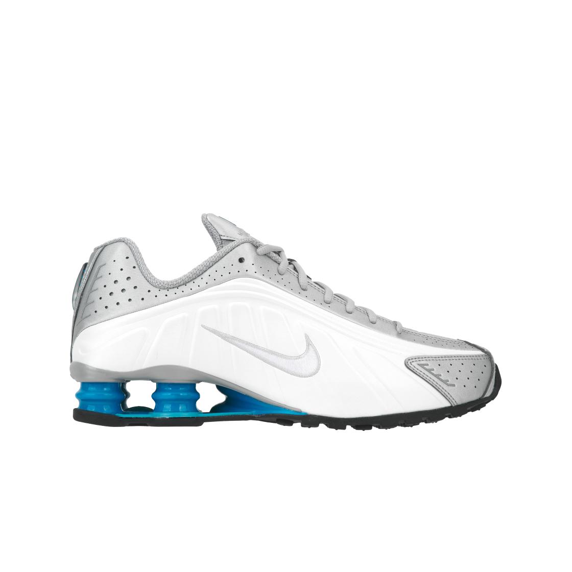 Nike Shox R4 Blue Lagoon Herren Sneaker Weiß Metallic-Silber HQ1988-005 42