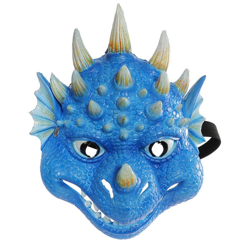 3D Tier Drachen Maske Halloween Maske Kinder Cosplay Karneval Kopf Abdeckung Maskerade Kostüm Party Dekorationen Für Kinder Teenager blau