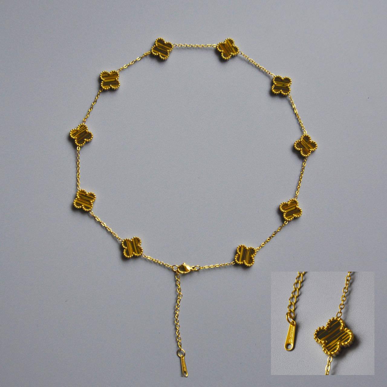 Doppelseitige Halskette mit Kleeblatt und 10 Blumen, 18 Karat Kleeblatt-Halskette für Damen, Premium Sense-Halskette aus Titanstahl