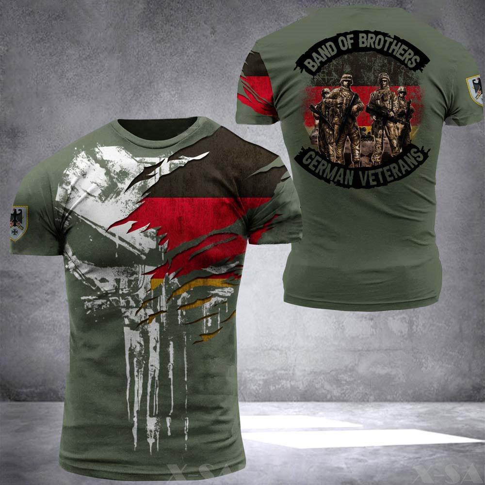 Deutsch T-shirt Männer Schädel Flagge 3d Drucken Tops Mode Veteran Kurzarm Oansatz T-stück Casual Grafik Übergroßen Lose T Shirts L