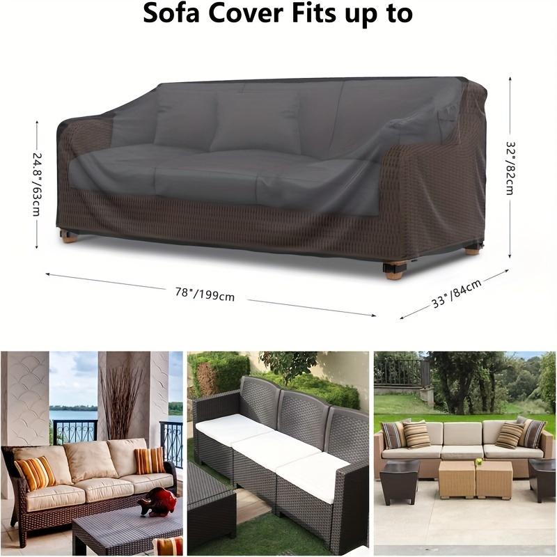 Terrassensofa-Abdeckung, Geeignet für Sofas für 2 bis 3 Personen, Speziell für Gartenmöbel entwickelt, mit Belüftungsschlitzen und Griffen. 199*84*63/82cm