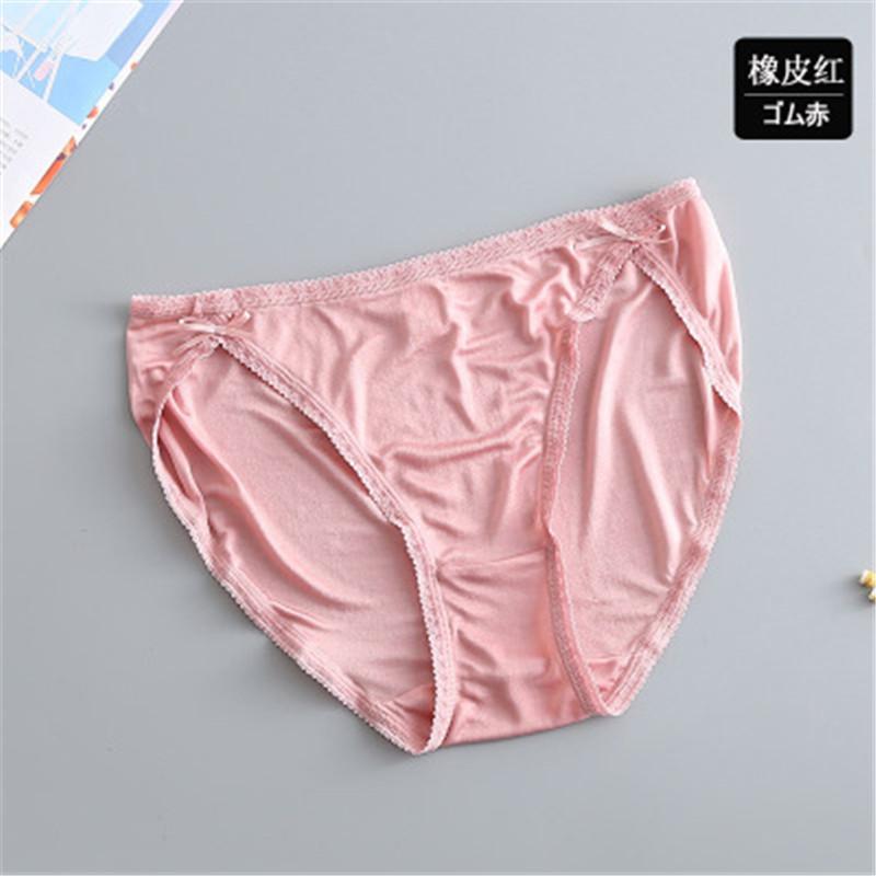 Mulberry Seide Unterwäsche Weibliche Niedrige Taille Sexy Spurlose Spitze Weibliche Seide Unterwäsche Hüfte Heben Slips Atmungsaktiv M dunkelrote