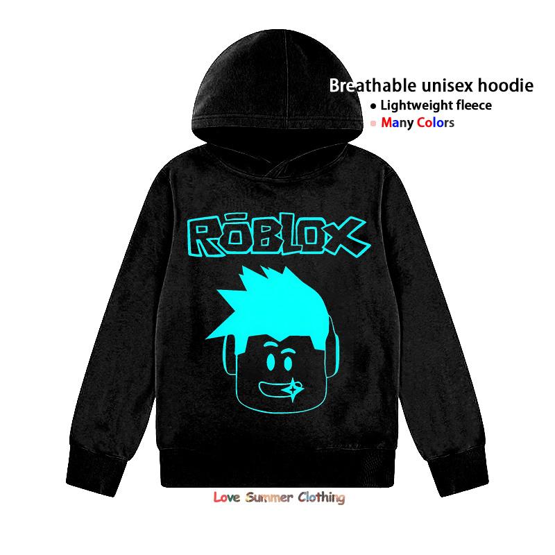 Roblox HD Druck Kinder Hoodie Lässiger Unisex Pullover für Jungen und Mädchen 4-14 Jahre Polyester Alltagskleidung Bedruckter Hoodie Jugend 160 black