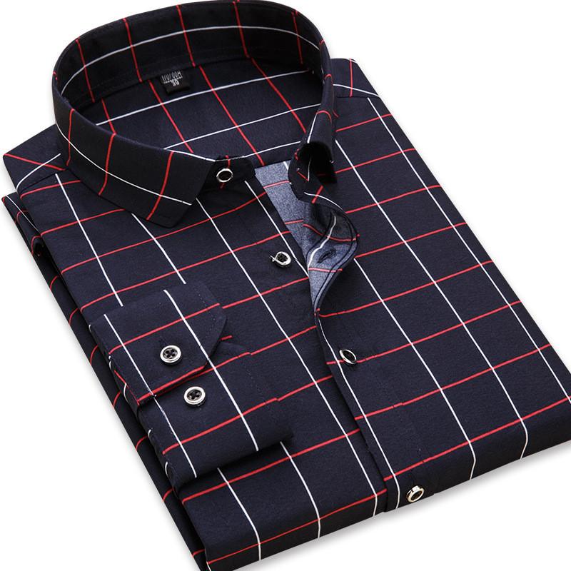 Herren bedruckte Bluse, modisches Hemd, schmales Bürokleid, Hemden, langärmelige Bluse, 4XL, große Größen 2XL schwarz