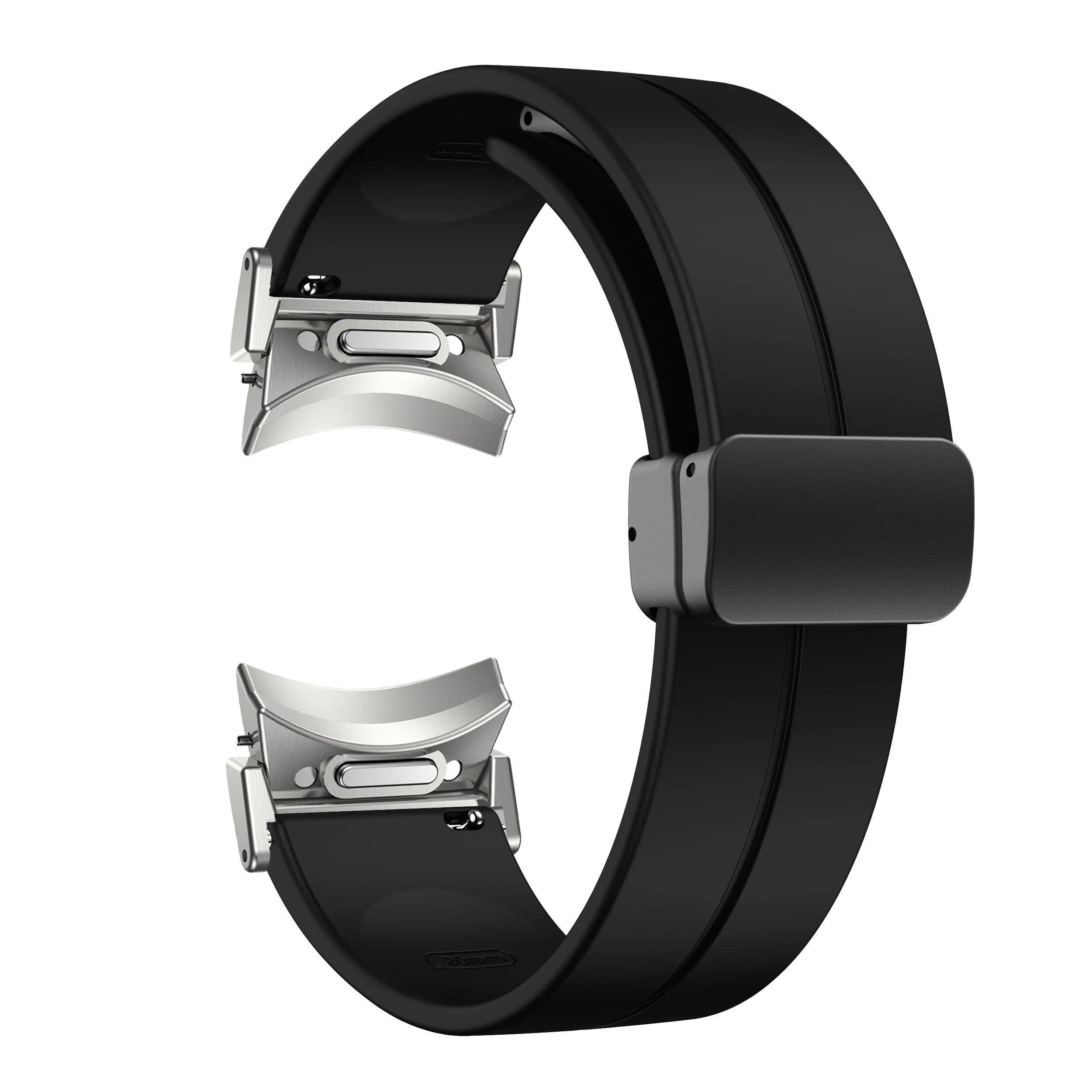 Magnetisches Silikonarmband für Samsung Galaxy Watch6 44 mm 40 mm Sportarmband 20 mm Bandarmband Samsung Galaxy Watch 4 5 6 Classic 43 mm 47 mm Galaxy 6 Clasic 47mm schwarz