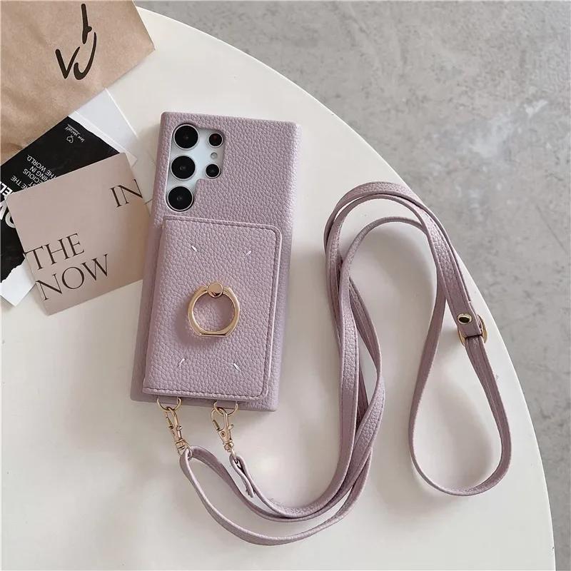 Leder Crossbody mit Kartenhalter Handyhülle für Samsung Galaxy S23 FE S24 Ultra S22 Plus A13 A22 A33 A14 A24 A34 A53 A54 Hülle Galaxy S22