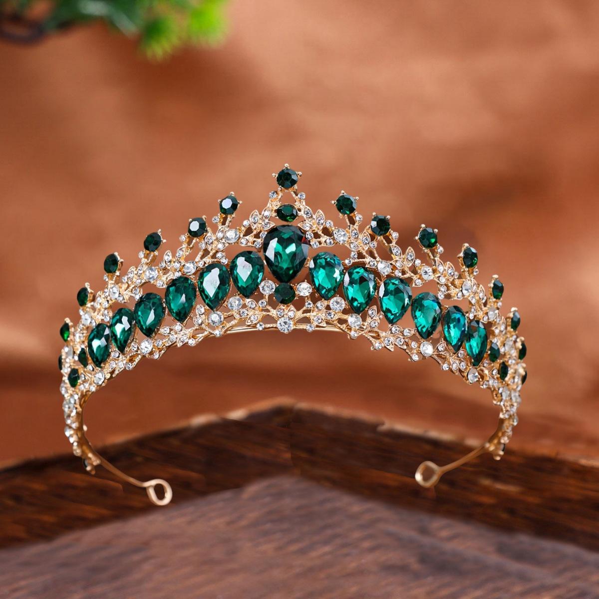 Braut Wasserdiamant Krone Kopfschmuck Europäische und Amerikanische Hochzeitskronen Hochzeitskleid Accessoires Bankett Styling Hochsteckfrisur und Stirnband Accessoires brown