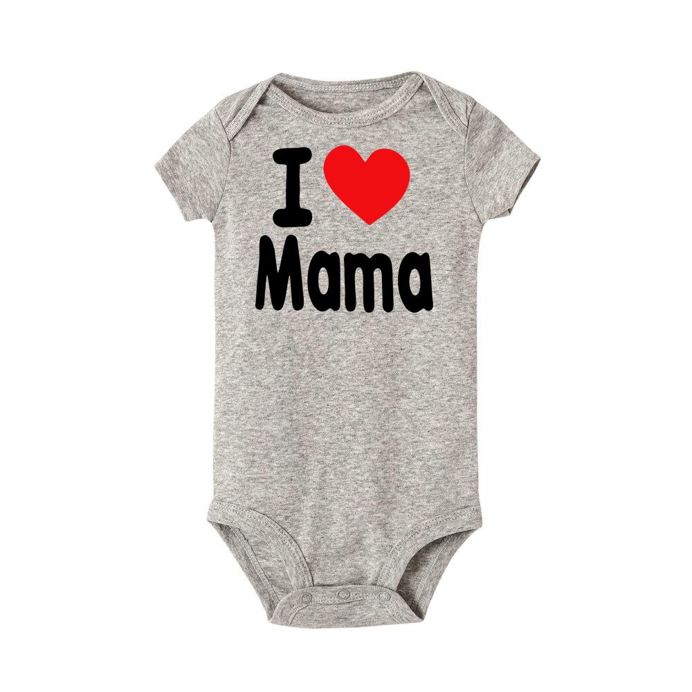 Strampler-Overall-Outfit für Neugeborene mit „I Love Mama and Papa“-Aufdruck 12M grau