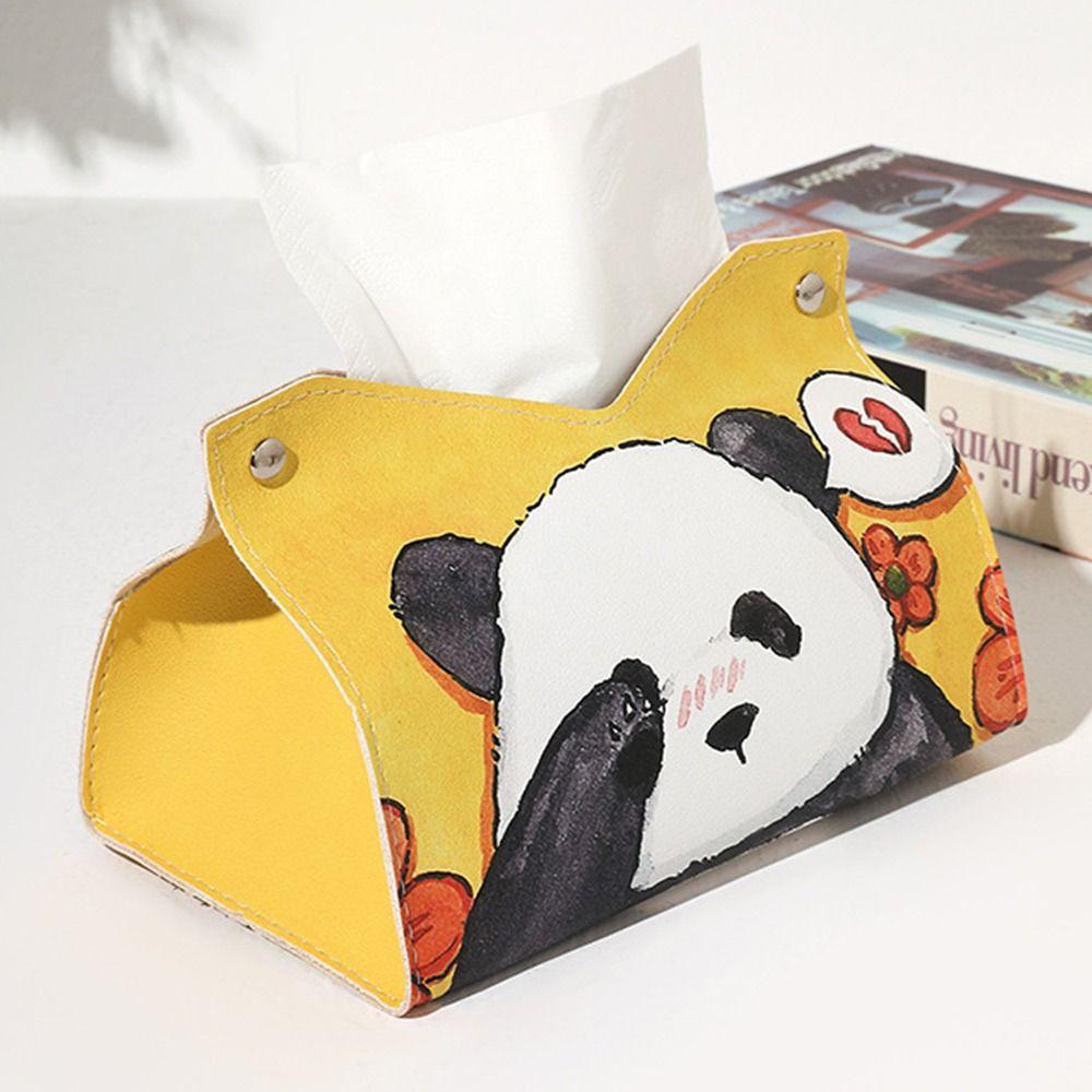 Panda Auto Tissue Box Desktop Tisch Serviette Halter Fall Lagerung Box Desktop PU Leder Tissue Container Badezimmer Home Decortion yellow