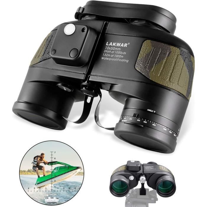 Fernglas - LAKWAR - 10X50 - Wasserdicht - Entfernungsmesskompass - BAK4