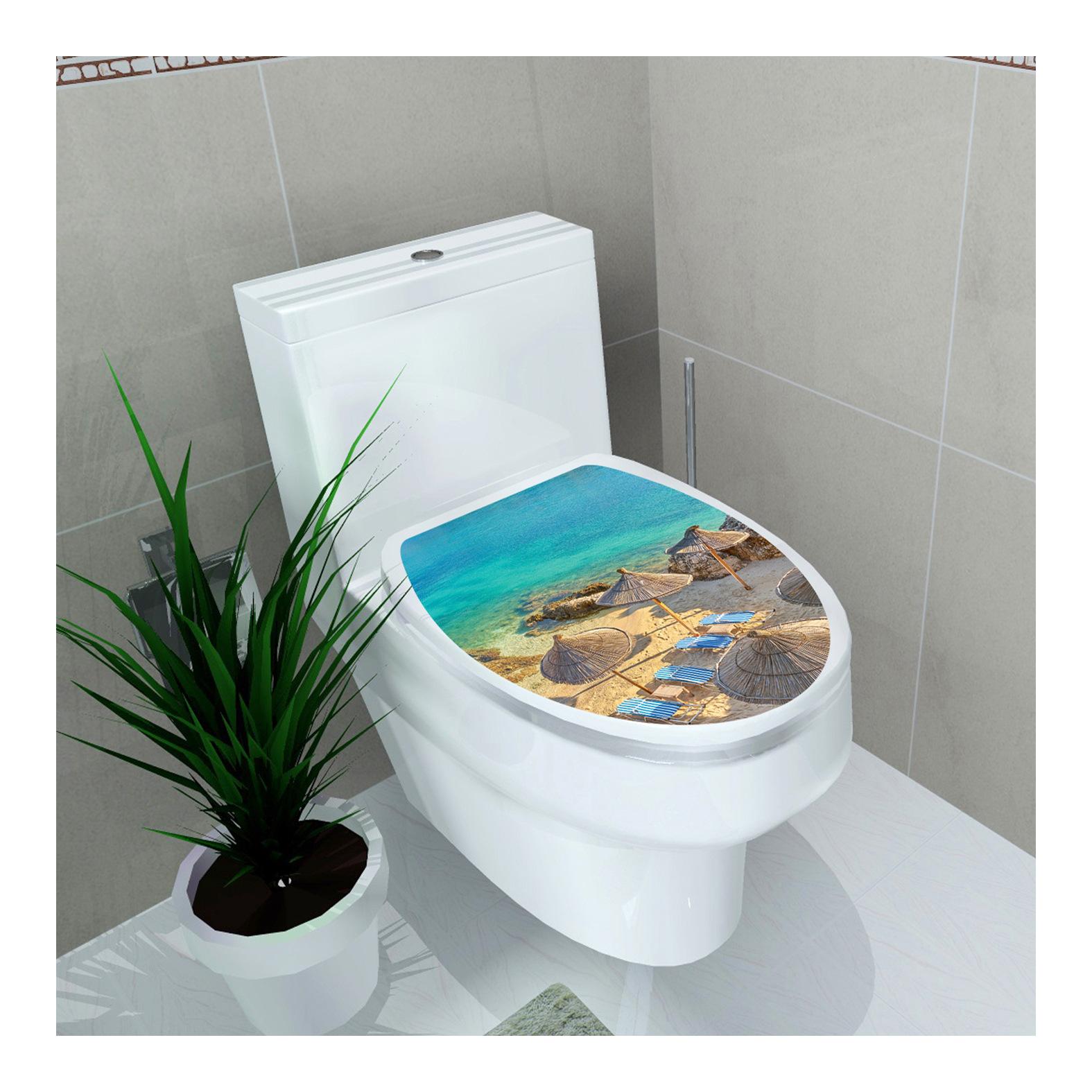 DIY Unterwasser Tier Muster Badezimmer Dekor 3D Toilettensitz Aufkleber PVC Kunst Tapete Abnehmbare Badezimmer Aufkleber Toilettenaufkleber 34*38CM