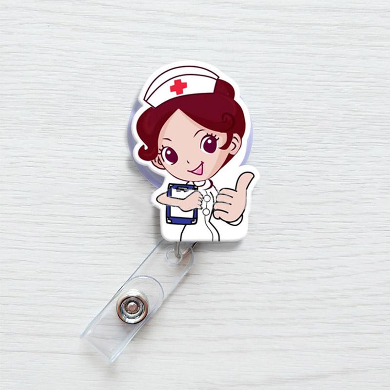 Clip-on Ausweishalter Niedlich Krankenschwester Ärzte Schulbedarf Cartoon Ausstellung Button ID Namenskarte Einziehbar Schmuck-Accessoire