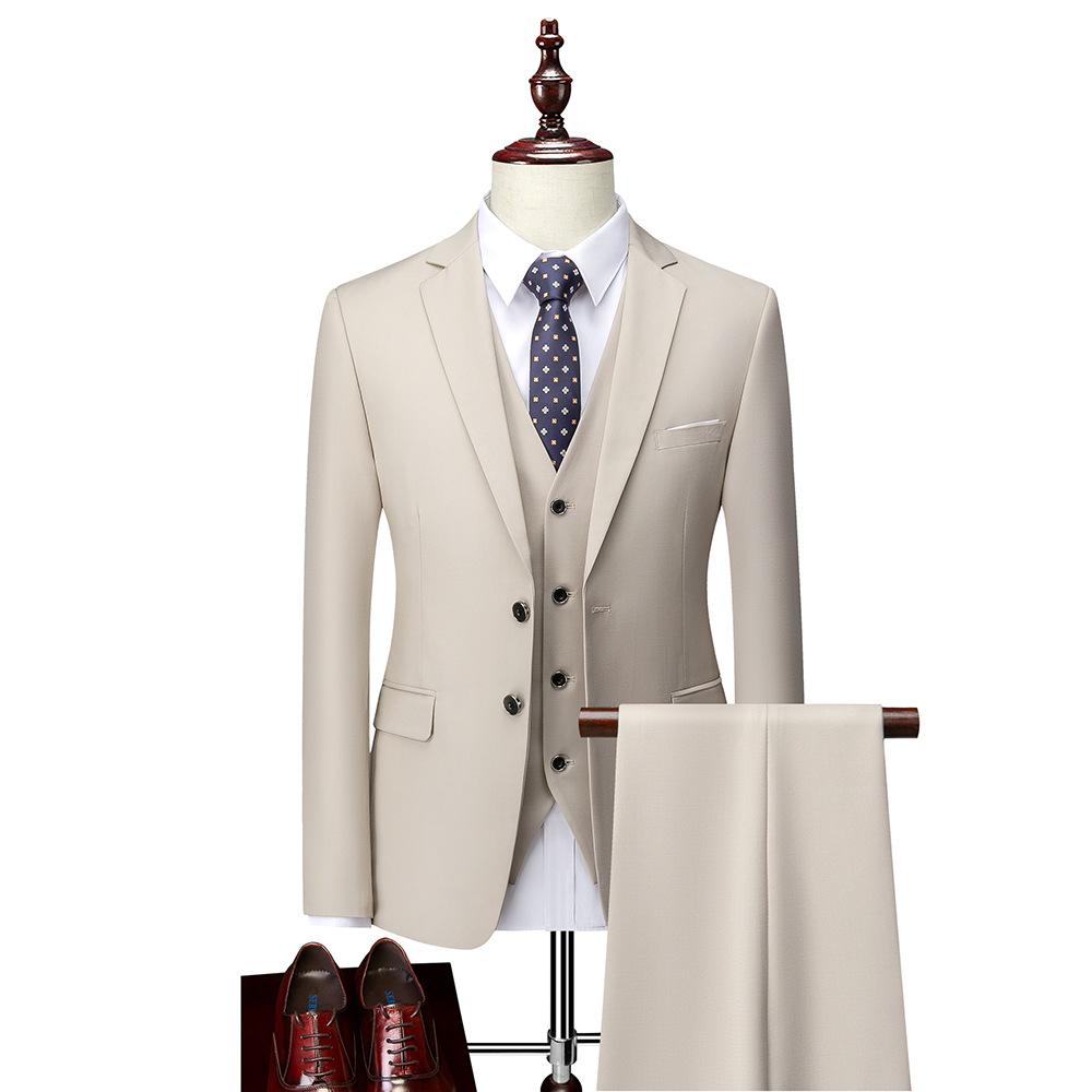 12 Farben Herrenmode Anzug Anzug Herren Hochzeit Bräutigam Business Casual Western Service Mann Anzüge & Blazer L-175 apricot