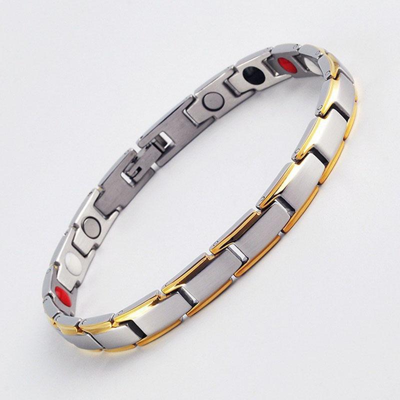 Magnetisches Therapie-Armband für Damen und Herren, magnetisches Armband, Lymph-Detox, Gewichtsverlust, Schlafhilfe, Armband, Gesundheitspflege, Schmuck silber/gold