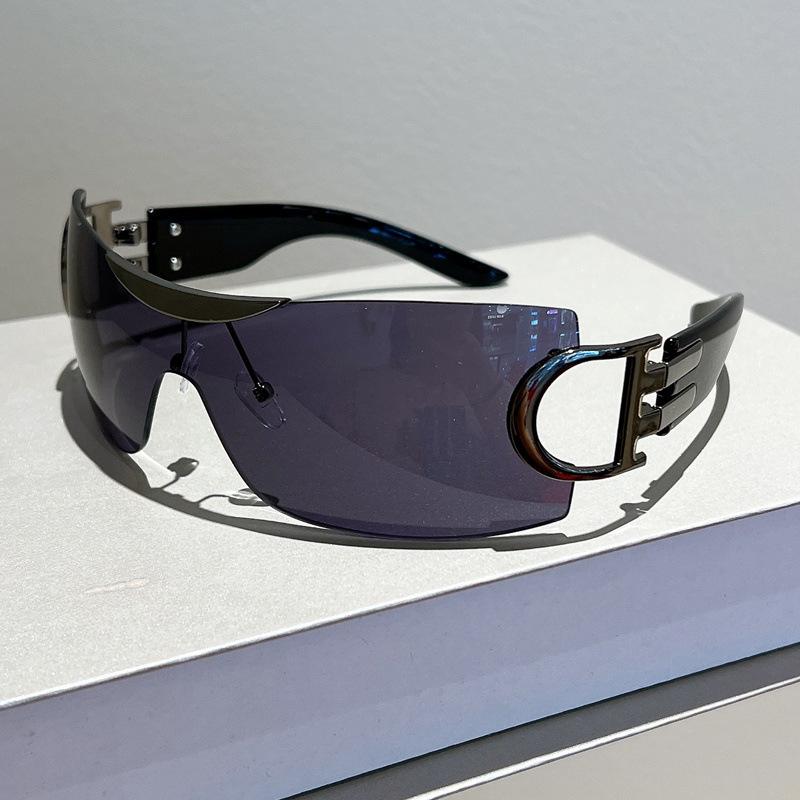 Einteilige randlose Sonnenbrille für Damen, modische quadratische Sonnenbrille für Herren, Luxus-Vintage-Wrap-Around-Sonnenbrille