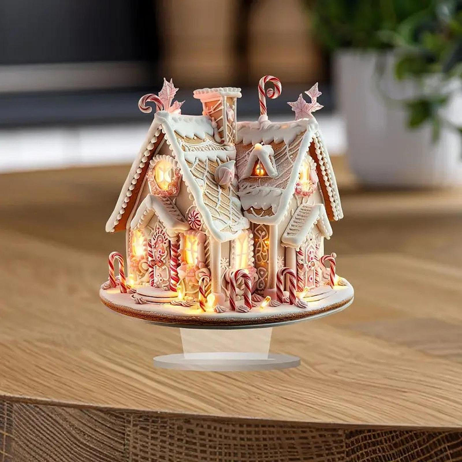 Weihnachts-Süßigkeitenhaus-Statue Weihnachtsdekoration Ornament Tischplatte Cottage-Figuren für Kamin