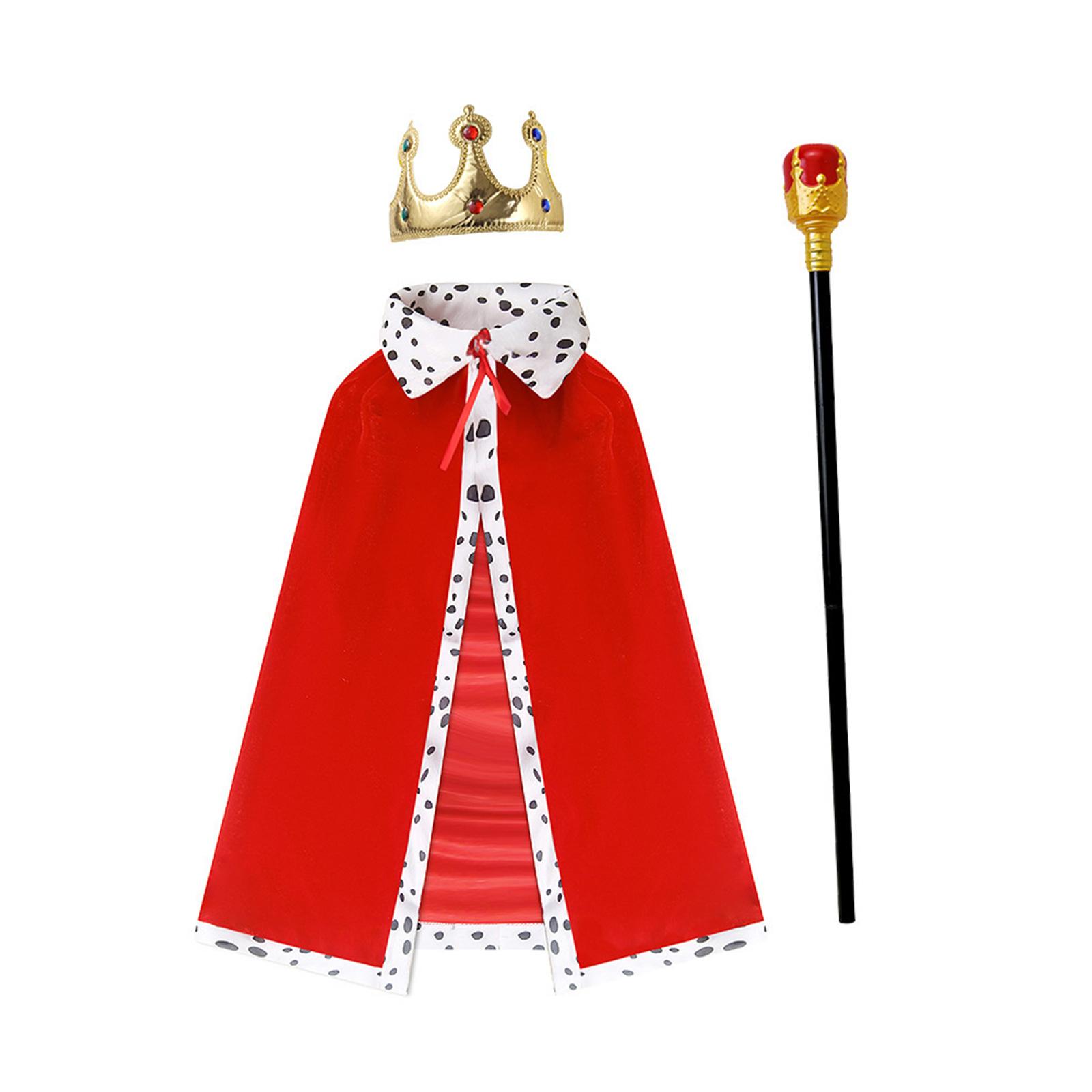 König Robe Kostüm Set König Umhang Krone Set König Umhänge Halloween Cosplay Kostüm für Kinder Teenager Erwachsene Cosplay, Rollenspiel adult