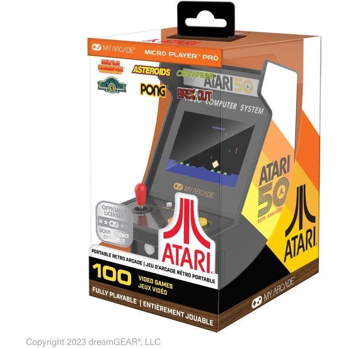 Retro-Gaming-Konsole - Atari - Micro Player PRO - 100 integrierte Spiele - 7cm Hochauflösender Bildschirm
