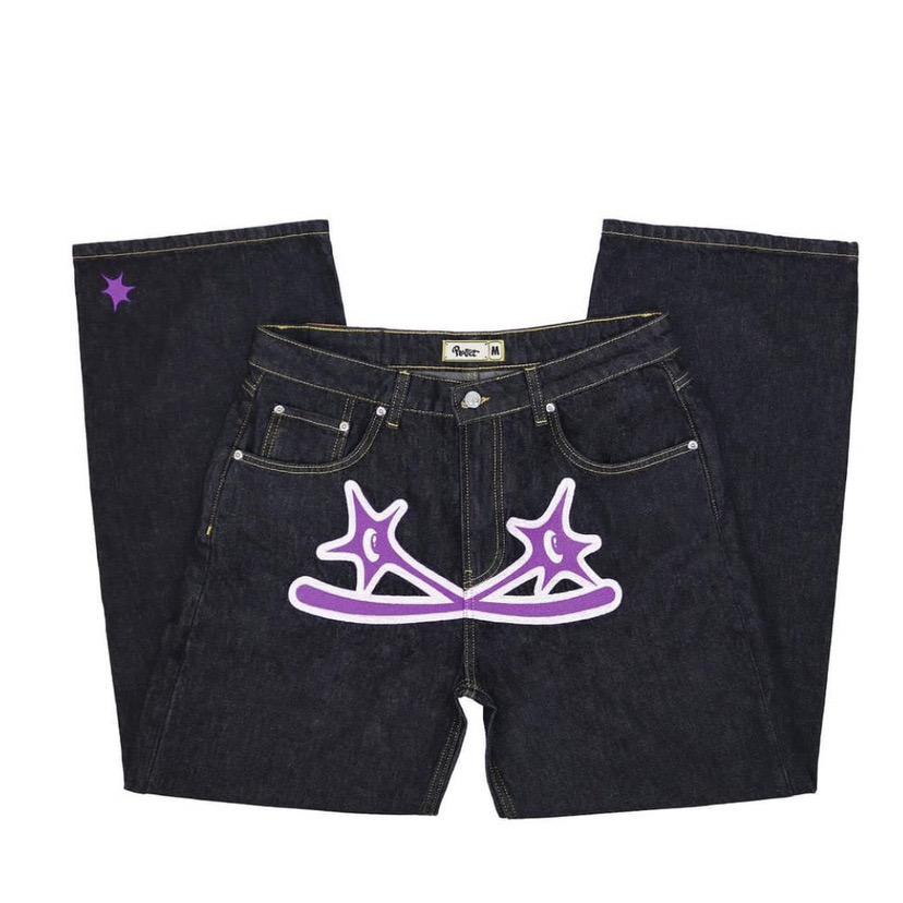 Männer Frauen Y2K Jeans Hosen Hip Hop Street Gerade Bein Jeans Frühling Herbst Denim Hosen Neue Mode Casual Hosen Streetwear XXXL violett