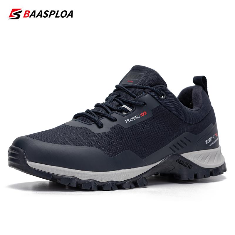 Baasploa Herren Rutschfeste Sneakers Verschleißfeste Wanderschuhe Herren Outdoor Wasserdicht Sneaker Leichte Herren Wanderschuhe 43 navy blau