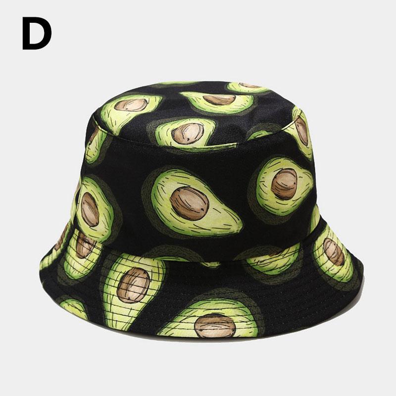1PC Outdoor Sun Cap Fischer Hut Reversible Avocado Gedruckt doppelseitige Eimer Hut Sommer D