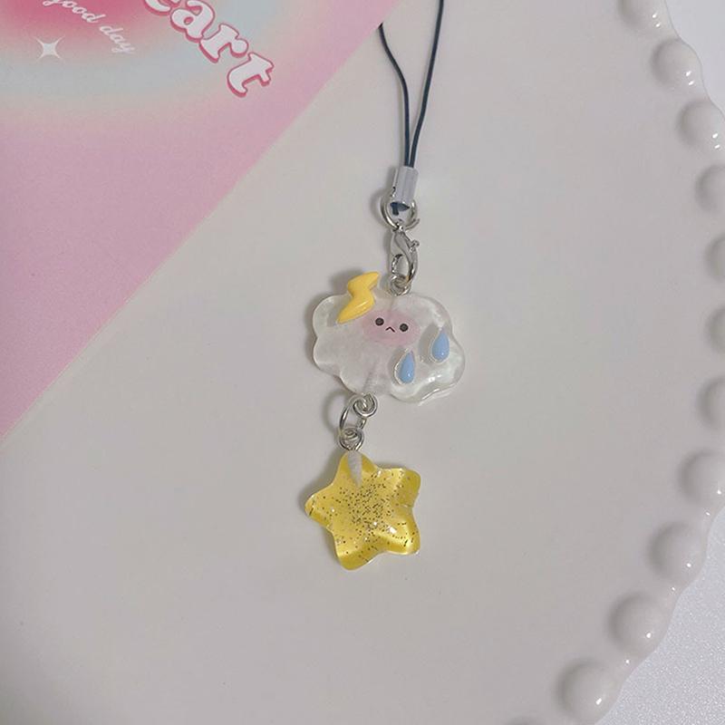 Schöne Cartoon Wolke Stern Telefon Kette Kawaii Candy Farbe Telefon Lanyard Keychain Für Mädchen Nette Handy Strap as the picture