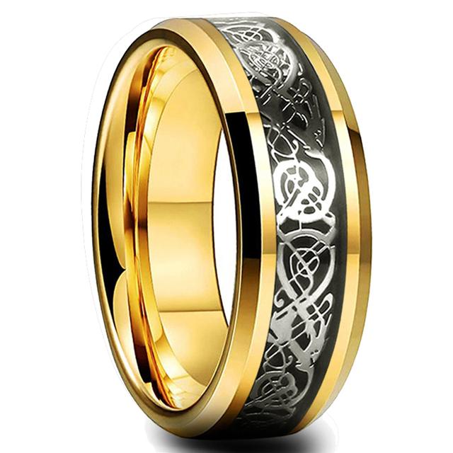 Trendige 8 mm grüne Farbe, Nut, abgeschrägte Kante, Wolfram-Eheringe für Männer, schwarzer gebürsteter Stahl, Verlobungsring, Herren-Ehering 10 rot