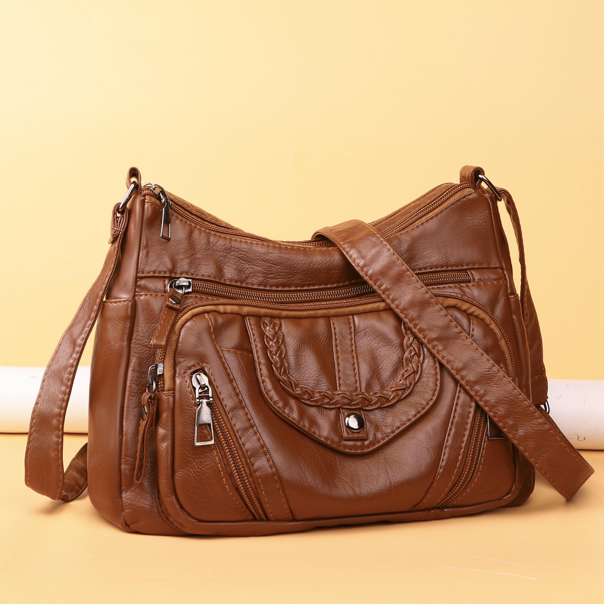 2025 Sommer Damen PU Leder Umhängetaschen mit mehreren Fächern Damen Luxus Geldbörsen und Handtaschen Damentasche braun