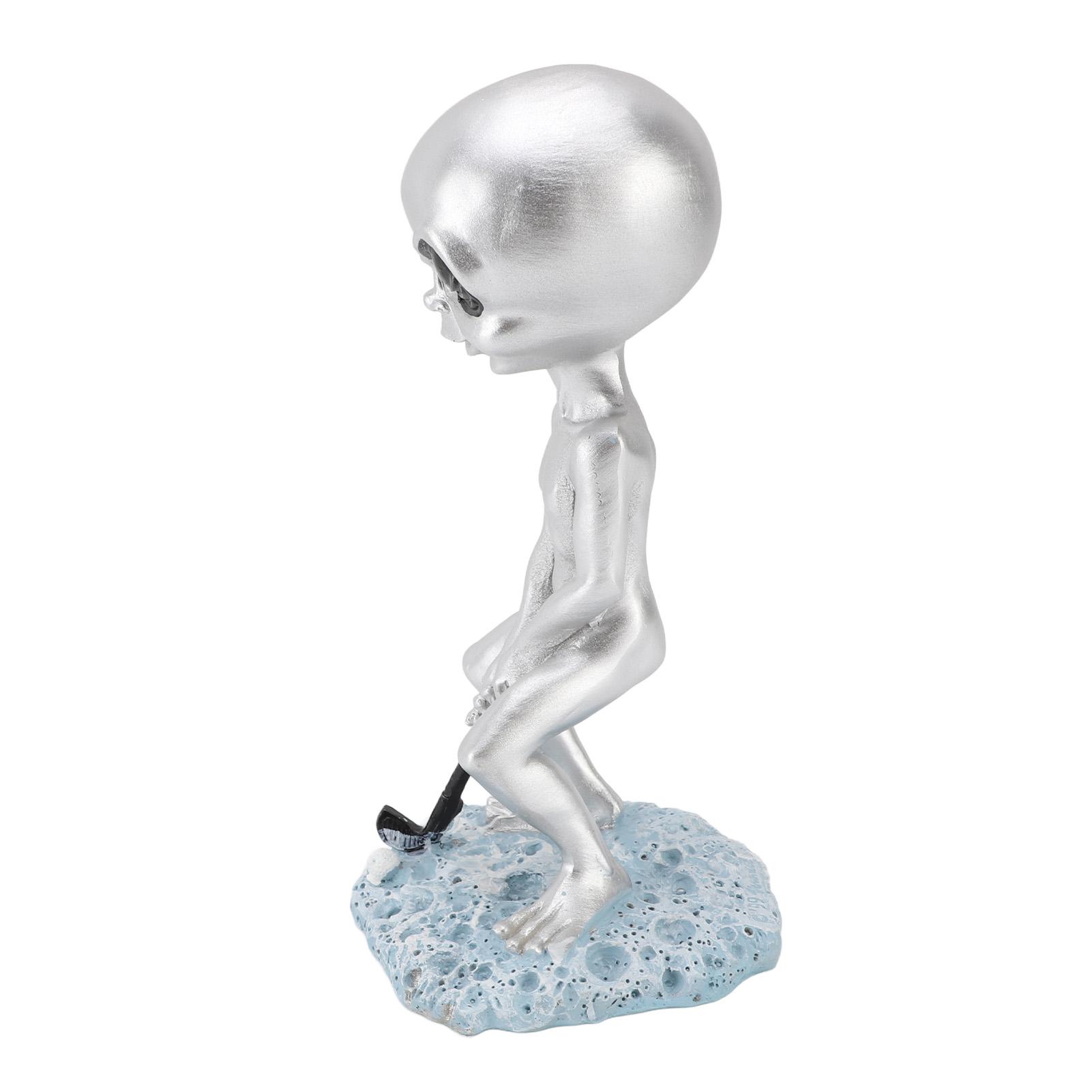 Alien Statue Lustige Gartendekoration Harz Alien Figur mit stabilem flachem Sockel für Außenrasen