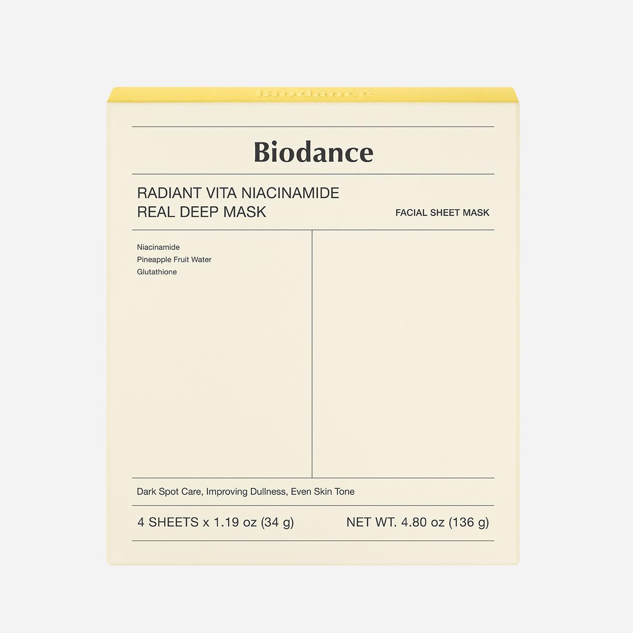 BIODANCE Bio-Collagen Real Deep Mask 34 g x 4 Stück / 4 Arten Maske / Bio-Collagen, Hydro Ceranol, Vita Niacinamide, erfrischender Seetang Vita Niacinamide 4 Sheets