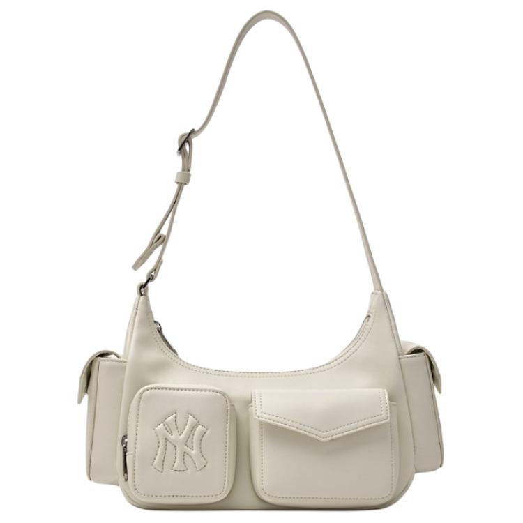 MLB Mehrere Taschen Lässiger Arbeitsstil Polyester Umhängetasche Damen Taschen Cremefarben 3ABQBV25N-50CRS Cream