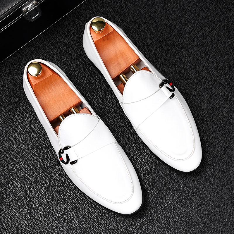 Mode Mode Herren Weißer Penny Loafer Lackleder Oxford Flats Freizeitschuhe Männlich Homecoming Hochzeitskleid Zapatillas Hombre 42