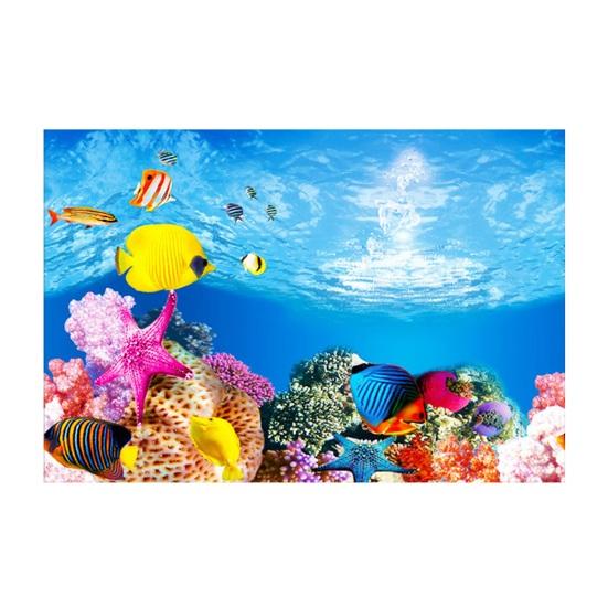 Aquarium-Hintergrund, doppelseitig, 3D-Effekt, klarer Druck, Terrarium, Unterwasserwelt, Aquarium, Dekoration, Poster, Hintergrundbild 1 blue